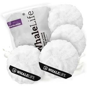 Loofah Sponge Bath Sponge for Women Men 4 Pack (White Rough Surface)