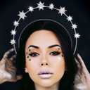 CAKURE Star Halo Headband Silver Rhinestone Goddess Headpiece Metal Mary Celestial Headpiece Bride Wedding Hair Accessories for Women