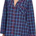 Ashford & Brooks Women's Woven Plaid Long Sleeve Button Down Sleep Shirt Nightshirt (Blue, XXL)