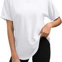 LANSHIRIAC Women's Oversized T Shirts Business Casual Shirt Crewneck Short Sleeve Tops Loose Fitting Fashion Workout Tops Trendy M