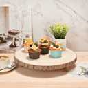 WILLOWDALE Wood Cake Stand for Dessert Table, Fit for 11 Inches Cake, Wedding Cake Stand Farmhouse Serving Tray for Party, Wood Slice Round Cake Holder Rustic Decor Table Centerpieces for Dining Room