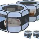 2-in-1 Cat Playpens, Detachable into 2 Separate Playpens with Additional 2 Doors, Portable Dog Playpen Cat Tent Enclosure for Kitten and Puppy Indoor Outdoor Use(M)