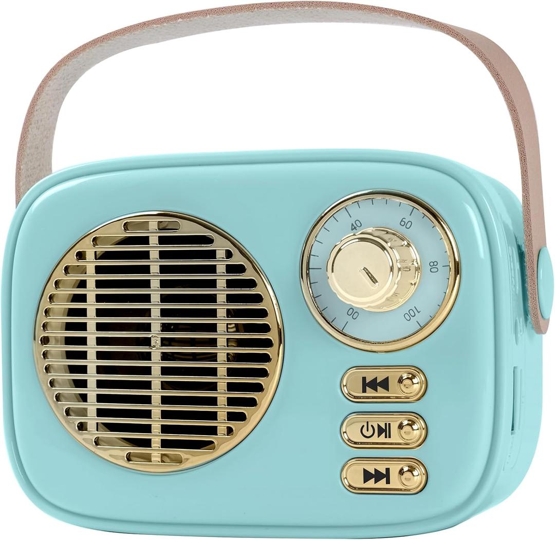 Retro Bluetooth Speaker,Vintage Decor,Birthday Gifts for Women Teenage Blue Portable Support USB/TF/AUX for Antique Bedroom, Kitchen, Office, Desk Decor travel and gifting