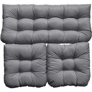 3 Piece Tufted Wicker Cushion Set, 1 Loveseat & 2 U-Shape Cushions, Outdoor Garden Patio Furniture Cushions for Wicker Loveseat Settee Bench (Color : Gray)