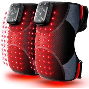 LTW Knee Massager with Heat and Red Light, Cordless Heated Knee Brace with 3 Heat/3 Vibration/5 Light Levels, 72 Red Lights, 5000mAh Massager for Knee Elbow Shoulder(2 Pack)