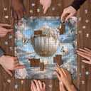 Hot Air Balloon Puzzle 1000 Pieces, PICKFORU Fantasy Butterfly Rose Flower Jigsaw Puzzle, Impossible Unique Nature Art Theme, Challenging for Adults
