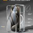 Miracase Magnetic for iPhone 15 Pro Max Case 6.7'' [Compatible with Magsafe] Full-Body Drop Proof Bumper Phone Case for iPhone 15 Pro Max with Built-in 9H Tempered Glass Screen Protector,Clear