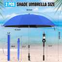 Talltalk 2 Pcs Beach Chair Umbrella with Clamp, 42", Dark Blue, Beige