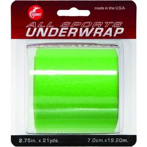 Cramer Tape Underwrap, Sports PreWrap for Athletic Ankle, Wrist, and Injury Taping Jobs, Hair Tie, Headband, Patella Support, Pre-Wrap Athletic Tape Supplies, 2.75" X 21 Yard Roll of Pre Wrap , Brite Green Pack of 3