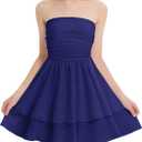 EXARUS Girls Strapless Padded Dresses Tube Top Smocked Ruffle Hem A-Line Teen Mini Graduation Summer Casual Dress 12Y