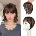 Bangs Hair Clip in Bangs 3603D Cover Hair Topper Synthetic HairPieces for Women Medium Brown Wispy Fake Bangs Toppers for Daily Wear