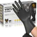 100 Black Vinyl Gloves, Food Grade Gloves Disposable Latex Free & Powder Free, Guantes for Cleaning Cooking Food Prep (Small)