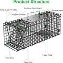 VASALAID Live Animal Trap Cage, 24 X 7 X 8 Inch Catch and Release, Foldable Humane Live Trap Cage Indoor & Outdoor for Stray Cats, Rabbits, Squirrels, Groundhogs, Woodchucks