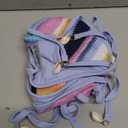 ZAFUL Women's Colorblock Stripes Triangle Halter Tied Cheeky Thong Bikini Set High Cut Two Piece Bathing Suit (2-blue77, S)