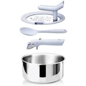 CAROTE 4QT Stainless Steel Sauce Pan with Stand-Up Lid, Nonstick Stainless Steel Pot with Detachable Handle, Non Toxic Kitchen Saucepan, Induction Kitchen Cookware, Oven Safe to 600°F