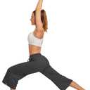 UEU Womens Capri Yoga Pants Summer Wide Leg Loose Casual Cropped Lounge Drawstring Pajama Capris Sweatpants with Pockets (Gray, S)