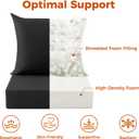 Deep Seat Patio Cushions Set of 2, 24x24x5.75 Inch, Waterproof Outdoor Chair Cushions, Fade Resistant Patio Furniture Cushions with Ties for Couch, Sofa, Lawn, Outside, Black, 24*24+5.75/25*22.5 inch
