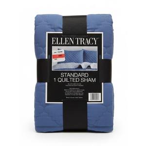 Ellen Tracy Standard 1 Quilted Sham 20x26 100% Polyester Blue