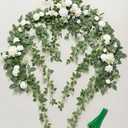 Ling's moment 6.5FT Artificial Wedding Arch Flowers, Backdrop Floral Garland, White Sage Ceremony Reception Hanging Eucalyptus Rose Arbor Arrangement Outdoor Party Swag Home Decorations
