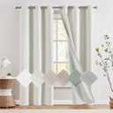 jinchan 100% Blackout Curtains for Bedroom Living Room Linen Blackout Curtains 96 Inch Long Room Darkening Curtains Linen Textured Drapes 2 Panels Window Curtains Grommet Top Ivory