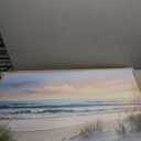 Framed Coastal Beach Sunset Landscape Wall Art for Living Room, 24x36 In