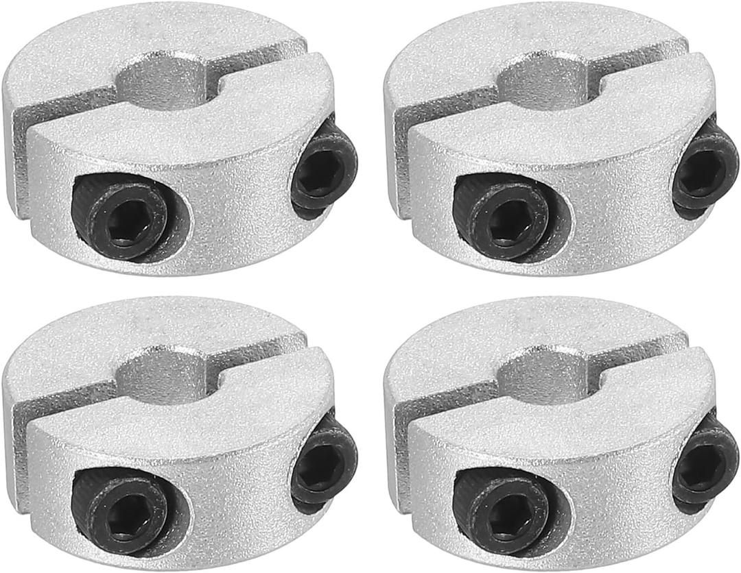 PATIKIL Bore 6mm Double Split Shaft Collar 20mm OD 8mm Thickness, 4 Pack Aluminum Alloy Locking Collar Clamp Style with Set Screw for Machine Tools Industry, Silver