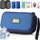24-Hour Insulin Cooler Travel Case TSA Approved Medication Diabetic Cooler for Daily Life Trip with Thermometer Temperature Display Refrigerated Medicine Organizer Bag Includes 2 Ice Packs(Blue) (Dark Blue)