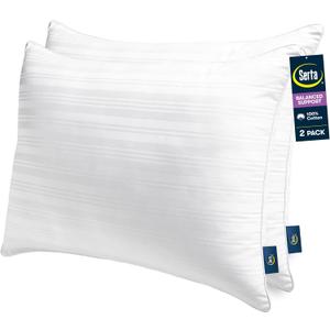Serta Down Illusion Balanced Support Cotton Pillows,Standard/Queen (2 Pack)