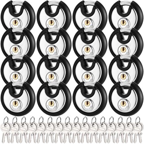 Chumia 13 Pack Padlocks Keyed Alike, Stainless Steel 2-3/4" Wide, 3/8" Shackle Disc Locks for Outdoor, Storage Units, Garages, Gym Lockers(Black)