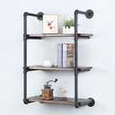 Industrial Pipe Shelving Wall Mounted,24in Rustic Metal Floating Shelves,Steampunk Real Wood Book Shelves,Wall Shelf Unit Bookshelf Hanging Wall Shelves,Farmhouse Kitchen Bar Shelving(3 Tier)