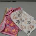Luciphia 1 Pack 3 Blankets Super Soft Fluffy Premium Fleece Pet Blanket Flannel Throw for Dog Puppy Cat Paw Brown/Pink/White Small(23x16 inch)