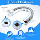 1 Pack Complete Toilet Valve Set, Includes 1/2'' Nom Inlet x 3/8'' OD Compression Outlet Angle Shut Off, 7/8" BC x 3/8" COMP Toilet Water Supply Line, Escutcheon Plate, Sealing Tape (9 Inch)