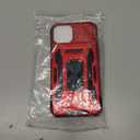 DEERLAMN Case for iPhone 13/iPhone 14 6.1-Inch with Slide Camera Cover+Screen Protector(2 Packs),Rotated Ring Kickstand Military Grade Shockproof Protective Cover-Red