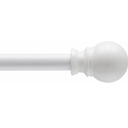 Kenney KN55250 Davenport Ball End Petite Café Decorative Window Curtain Rod, 28-48" Adjustable Length, White Finish, 1/2" Diameter Steel Tube