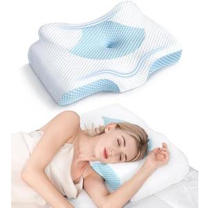 Osteo Cervical Pillow for Neck Pain Relief, Hollow Design Odorless Memory Foam Pillows with Cooling Case, Adjustable Orthopedic Bed Pillow for Sleeping, Support for Side Back Sleepers