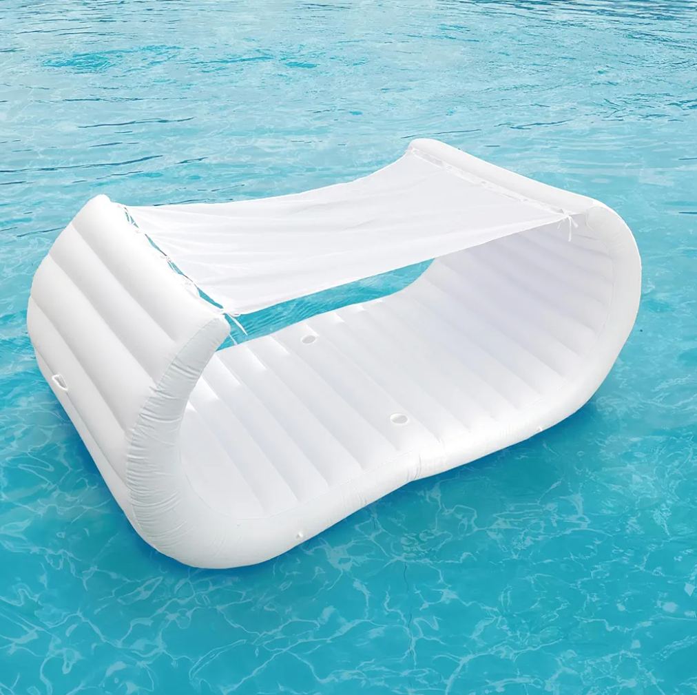 Comfy Floats Inflatable Pool Couch - White Pool Float, Floating Cabana, Luxury Pool Float for Adults