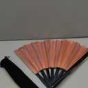 Large Rave Fan, Clack Folding Hand Fan with Premium Fabric, Thick Bamboo Frame for Men Women Gift for EDM, Festival, Club, Party, Dance, Decoration (Lridescent Orange, 13")