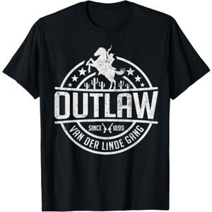 Outlaw Dutch's Gang Red Horse & Cowboy Adventure T-Shirt, Size L