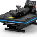 Delclynee Auto 15"x15" Heat Press Machine with Automatic Press and Release, Slide Out Lower Platen, Adjustable Pressure with Pressure Readout, Digital Industrial Clamshell Sublimation Printer (Black)