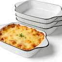 34oz Small Ceramic Casserole Dishes Set Of 4 - 1000ml Rectangular Lasagne Dish With Handles, Suitable For Ovens And Microwaves, Compact Size Ideal For Gratins, Pasta Dishes, Tiramisu And Baked Goods