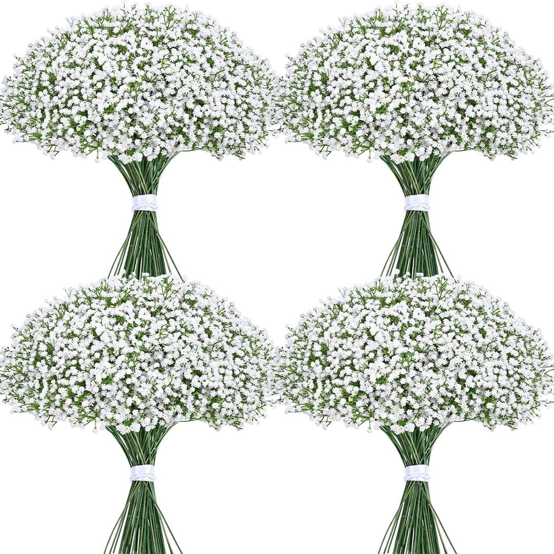 Yastouay Babys Breath Artificial Flowers, 30 Pcs White Baby Breath Flowers Artificial Bulk, Real Touch Fake Babys Breath Gypsophila for Wedding Party Bouquet Floral Arrangement Home Decor