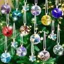 Worgree Crystal Christmas Ornaments Set, 16 Pcs Mini Colorful Crystal Glass Christmas Balls Ornaments for Xmas Tree Decorations Decorative Hanging Crystals Prism Ornaments for Wedding Party Home Decor