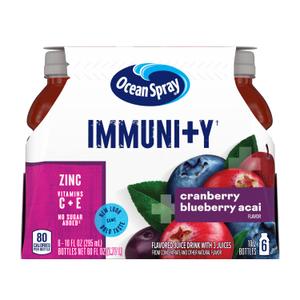 Ocean Spray Immunity Cranberry Blueberry Acai Flavored Juice Drinks, 10 Fl Oz Bottles, 6 Count (Pack of 1) BBD 05/13/26