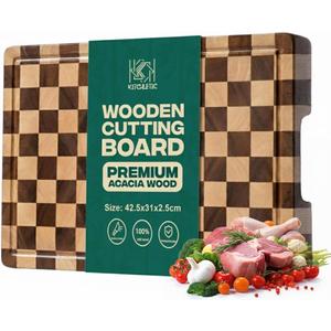 Checkered Cutting Board, Premium Wooden Cutting Boards for Kitchen, Durable Butcher Block Style for Chopping & Serving