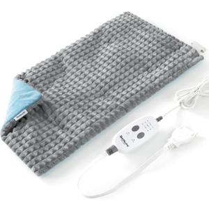 Bedsure Back Heating Pad for Neck and Shoulders, Weighted Heated Pad with Vibration, FSA HSA Eligible, Mother's Day & Birthday Gifts for Women Men Mom, Auto Shut Off, 5lbs 12" x 24", Grey (12"x24", 01 - Grey)