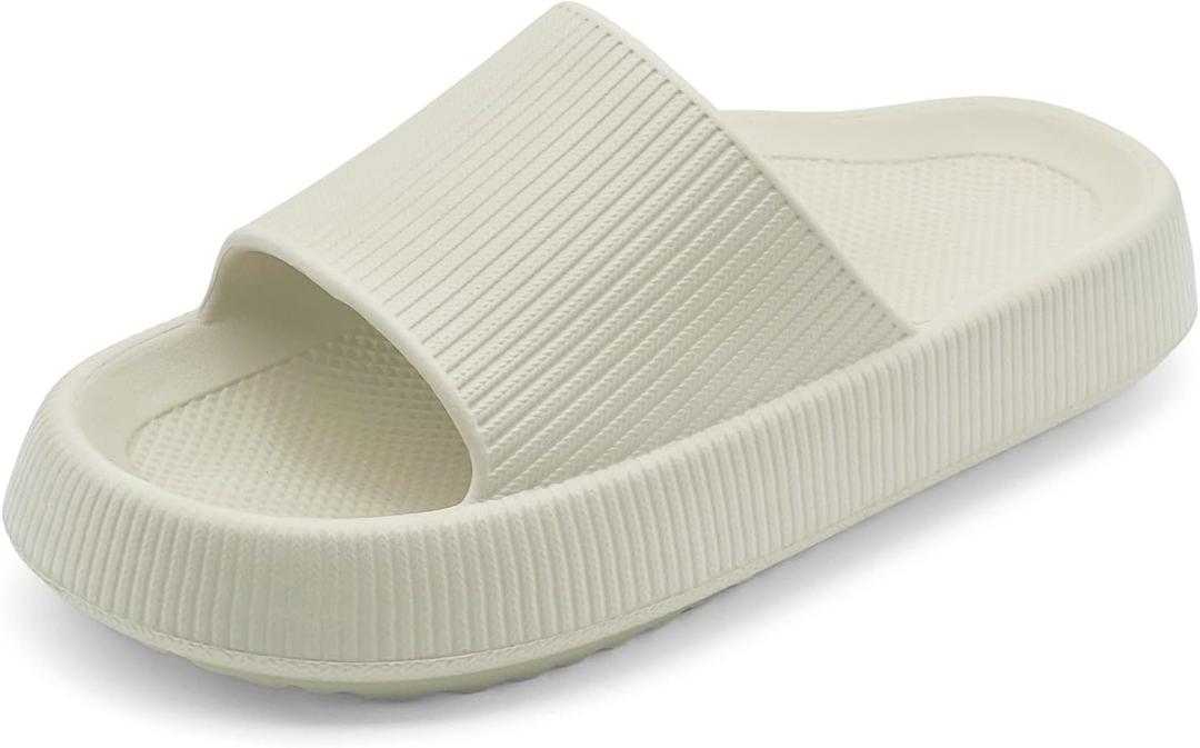 rosyclo Orthopedic Sandals for Women and Men, Arch Support Cloud Recovery Slides Orthotic Pain Relief Pillow Soft Lightweight Cozy Thick Sole Slip On Plantar Fasciitis Slippers (Beige)