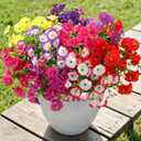 Alupssuc 24 Bundles Artificial Flowers for Outdoors, Faux Spring Flowers for Decoration, UV Resistant Silk Morning Glory with Eucalyptus Realistic Fake Flowers for Yard Planter Porch Garden, 8 Colors