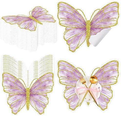 Butterfly Paper Placemats Disposable Colorful Butterfly Table Mats for Spring Summer Wedding Baby Shower Birthday and Holiday Party Kitchen Dining Table, 13 x 10.8 Inches(Purple,50 Pcs)