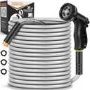 Garden Hose Metal 25FT, Stainless Steel Heavy Duty Water Hose With 10 Function Nozzle, No-Kink, Tough & Flexible, Sturdy and Lightweight, Rust Proof for Yard, Outdoor, RV