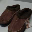 Zigzagger Men's Slip On Moccasin Slippers, Indoor/Outdoor Warm Fuzzy Comfy House Shoes, Fluffy Wide Loafer Slippers,Coffee, UK 10-11 EU 44-45 US 11-12 SIZE LARGE